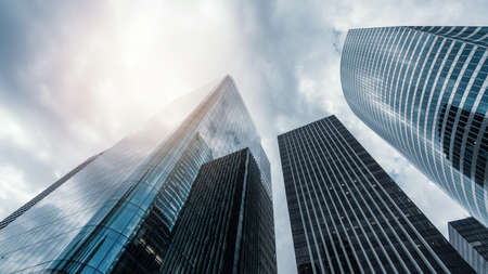 skyscrapers in a finance district