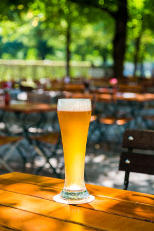 german beer served on a tall glassの写真素材
