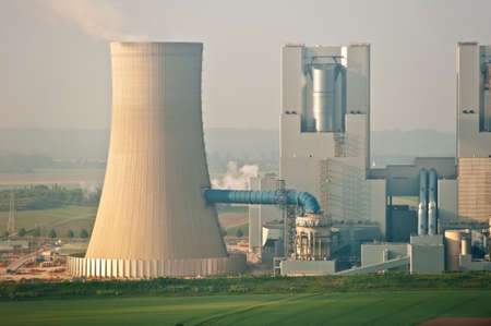 smoking chimney of a coal power plantのeditorial素材