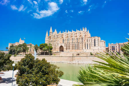Palma de Mallorca, port marina Majorca Cathedralの写真素材