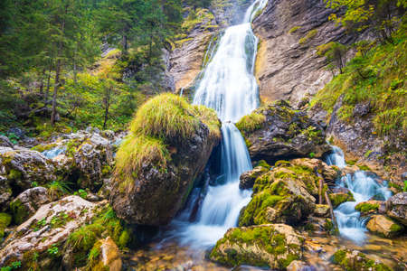 Waterfall in a Bavarian forestの写真素材