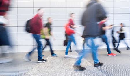 Blurred people in a corridorの写真素材