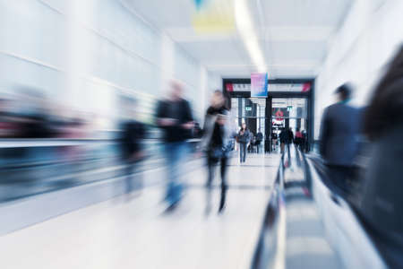 futuristic environment with blurred people business conceptの写真素材