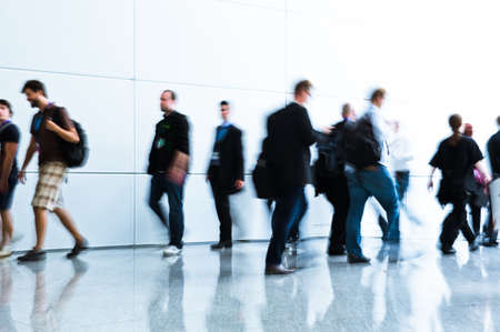 futuristic environment with blurred people business conceptの写真素材