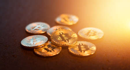 Bitcoin BTC XBT digital crypto currency coins conceptの写真素材