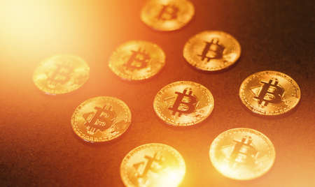 Bitcoin BTC XBT digital crypto currency coins conceptの写真素材