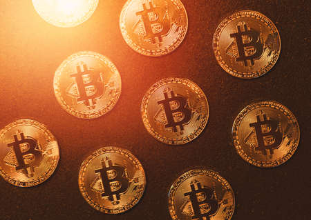 Bitcoin BTC XBT digital crypto currency coins conceptの写真素材