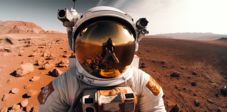 Astronaut in the desert. Mixed media. Mixed media.の素材