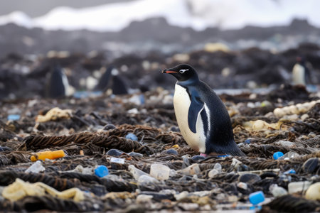 Gentoo penguin (Pygoscelis papua) on the beach in Antarcticaの素材