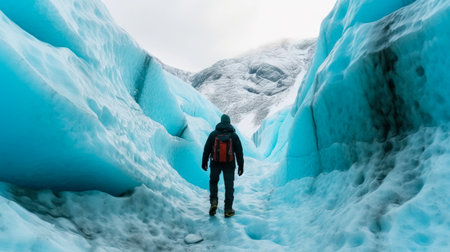 Hikers in Glacier Perito Moreno, Patagonia, Argentinaの素材