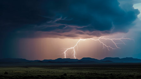 Thunderstorm in the desert of Namibia, Africa. Stormy weather.の素材