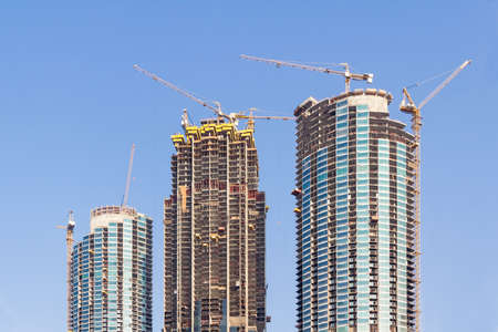 Construction site of a skyscraper in the United Arab Emirates.