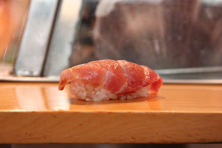 otoro sushi on sushi barの写真素材
