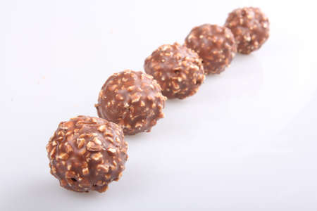 chocolate balls filled with hazelnutsの写真素材