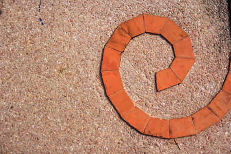 Abstract spiral brick pattern floorの写真素材