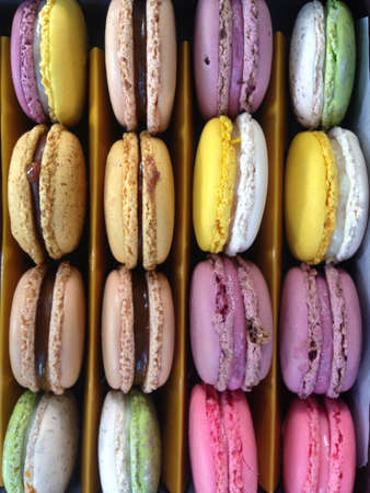 Colorful macarons on boxの素材