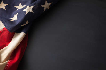 Vintage American flag on a chalkboard with copy space Vintage American flag on a chalkboard with copy space