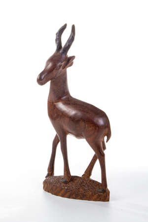 Cute Nordic woodcarving handicraft deerの写真素材