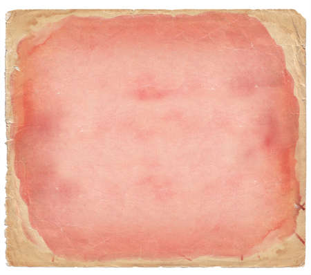 Pink grunge paper cover with age marks background isolated on whiteの写真素材
