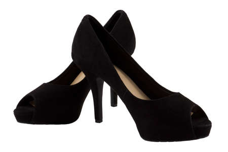 Black woman shoes isolated on a white backgroundの写真素材