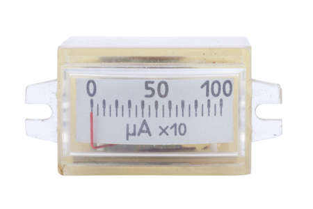 Vintage ancient ampermeter scale isolated on white