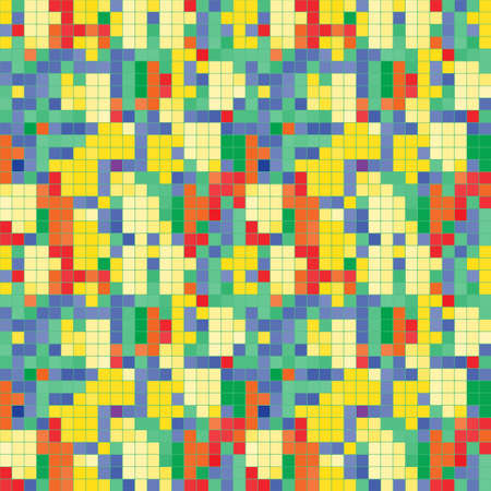 Vintage colored square tiles seamless pattern, modern stylish texture, repeating geometric tiles のイラスト素材