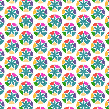 Flowers and circles abstract seamless pattern, modern stylish texture, repeating geometric tiles のイラスト素材