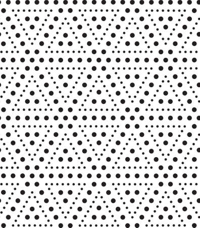 Triangles of dots, black and white abstract geometric vector seamless pattern background.のイラスト素材