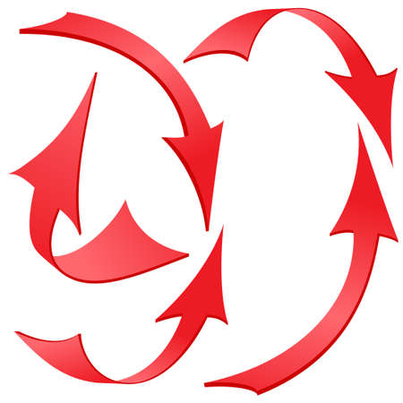 Set of Red Twisted Arrow Stickers, Vector Illustration のイラスト素材