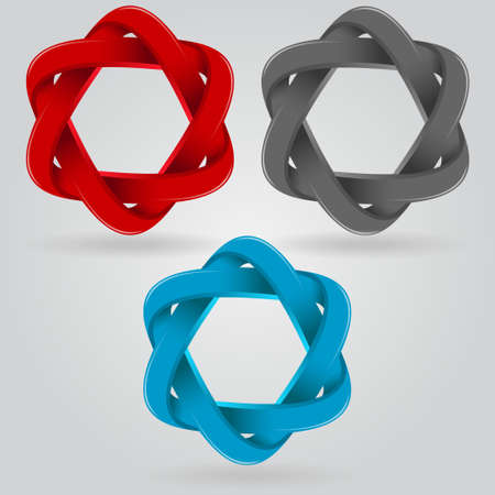 Infinite Ribbon Star Logo  Two Looped Triangle Shape Icon  Vector Illustration, Infinity concept のイラスト素材