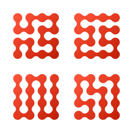 Technology Abstract Logo Set, Science Molecular Electronic Icon Sign, Vector Illustration のイラスト素材