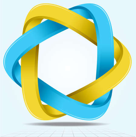 Impossible Infinite Ribbon Star, Two Looped Triangle Shape Iconのイラスト素材