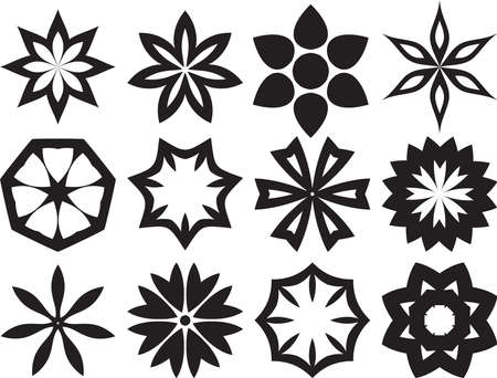 Collection of 12 Different Stylistic Flowersのイラスト素材