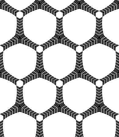 Halftone Black and White Abstract Geometric Vector Seamless Pattern Background.のイラスト素材