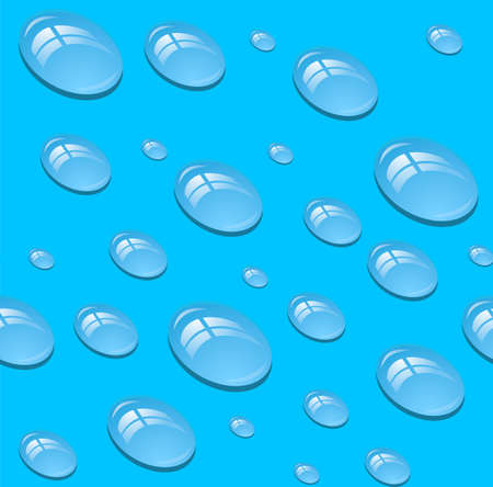 Water Drops with Highlights on Blue Background, Vector Seamless Pattern のイラスト素材