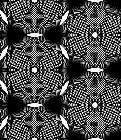 Black and White Op Art Design, Vector Seamless Pattern Background, Lines Only.のイラスト素材