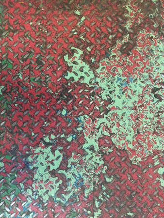 Diamond cut metal plate floor at the loading ramp old, used and rusty look there are many coloring.の素材