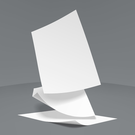 Vector Illustration of  three realistic paper sheets falling down, soft shadows.のイラスト素材