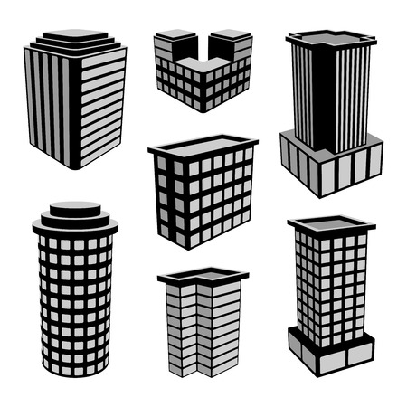 3D Office Buildings Icons. Vector Illustration.のイラスト素材