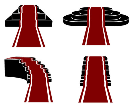 Staircases with Red Carpet, Vector Icons Setのイラスト素材