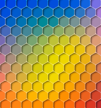 Sunrise Colored Abstract Background, Hexagon Lattice, Vector Illustrationのイラスト素材