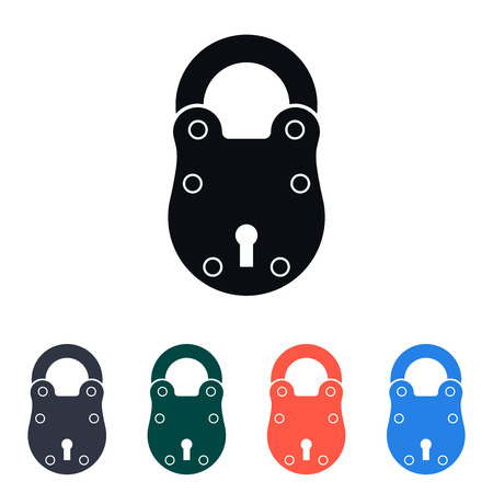 Vintage Padlock Icon, Vector Illustration, Multicolored Version Addedのイラスト素材