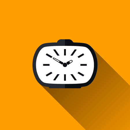 Vintage Alarm Clock Flat Icon with Long Shadow, Vector Illustrationのイラスト素材