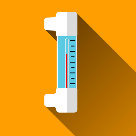 Outdoor Thermometer Flat Icon with Long Shadows, Vector Illustrationのイラスト素材