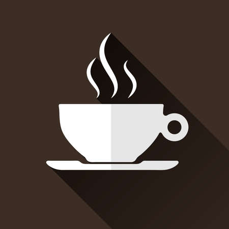 Simple Coffee Cup Icon, Long Shadows, Vector Illustrationのイラスト素材