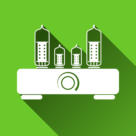 Tube Hi Fi Amplifier Icon, Long Shadows, Vector Illustrationのイラスト素材