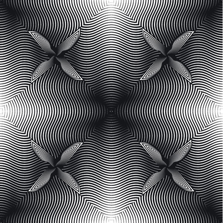 Abstract Black and White Striped Vector Seamless Patternのイラスト素材