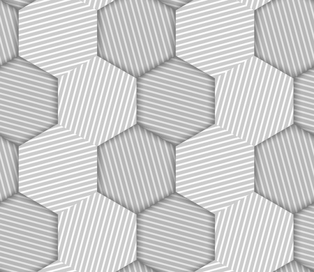 Abstract Striped Hexagons Geometric Vector Seamless Pattern Backgroundのイラスト素材