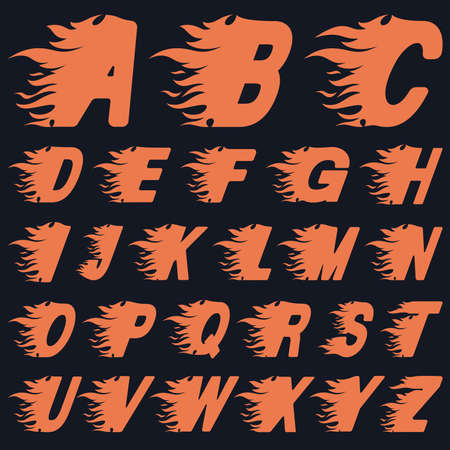 ABC Fire Letters, Speed or Heat Concept, Vector Illustrationのイラスト素材