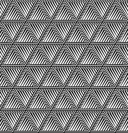 Abstract Black and White Striped Vector Seamless Patternのイラスト素材